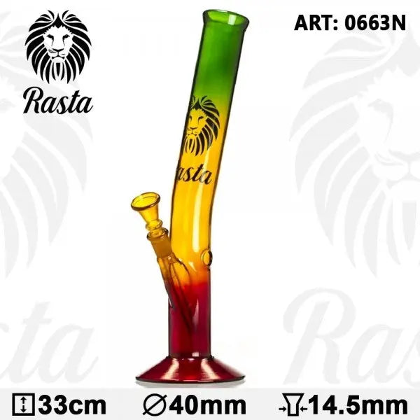 Rasta Colored Glass Water Pipe w/ Lion Logo (13.5")