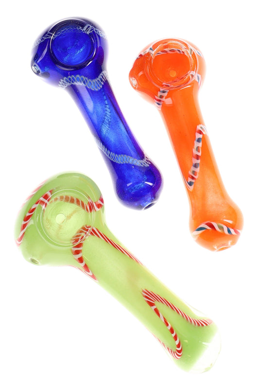 3.5" Small Striped Frit Glass Pipe - P1833