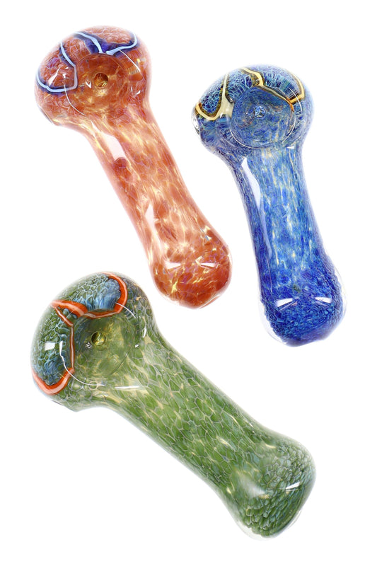 3" Small Silver Fumed Frit Glass Pipe - P1436