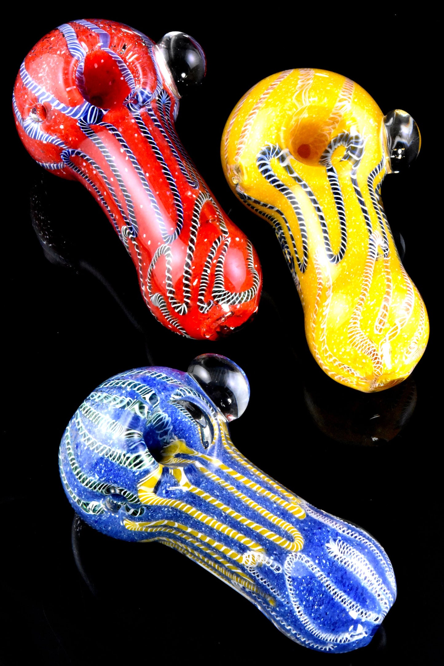 4.5" Thick Colorful Striped Frit Glass Pipe - P2662