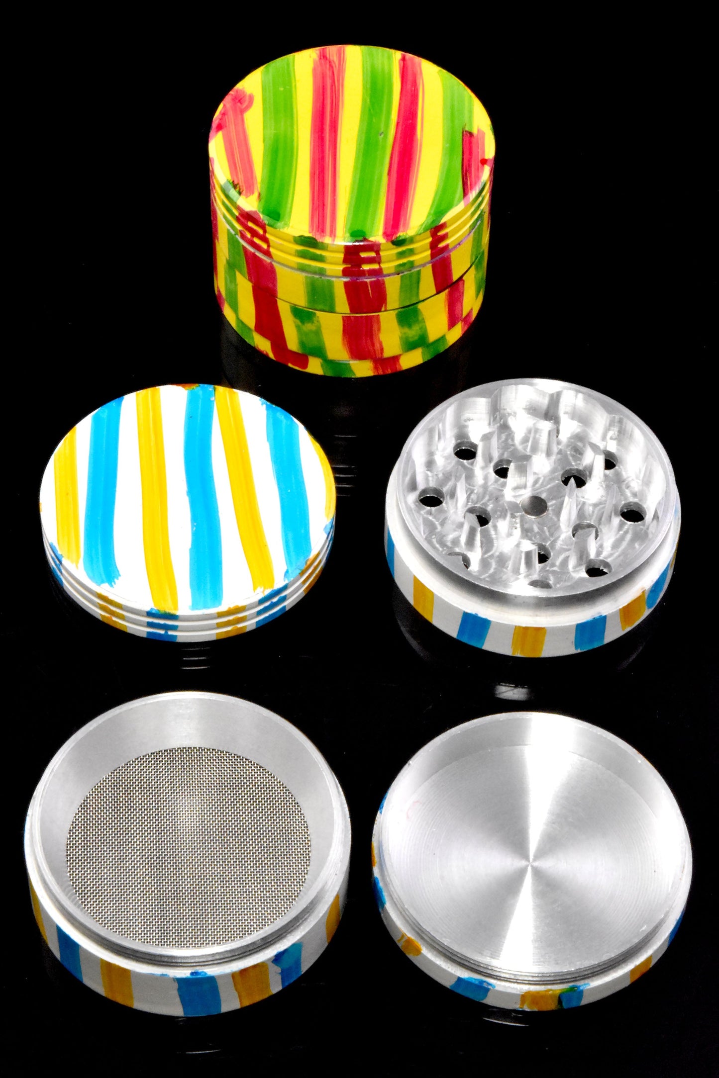 Amoladora de aluminio de 4 piezas con rayas pintadas de varios colores - G0440