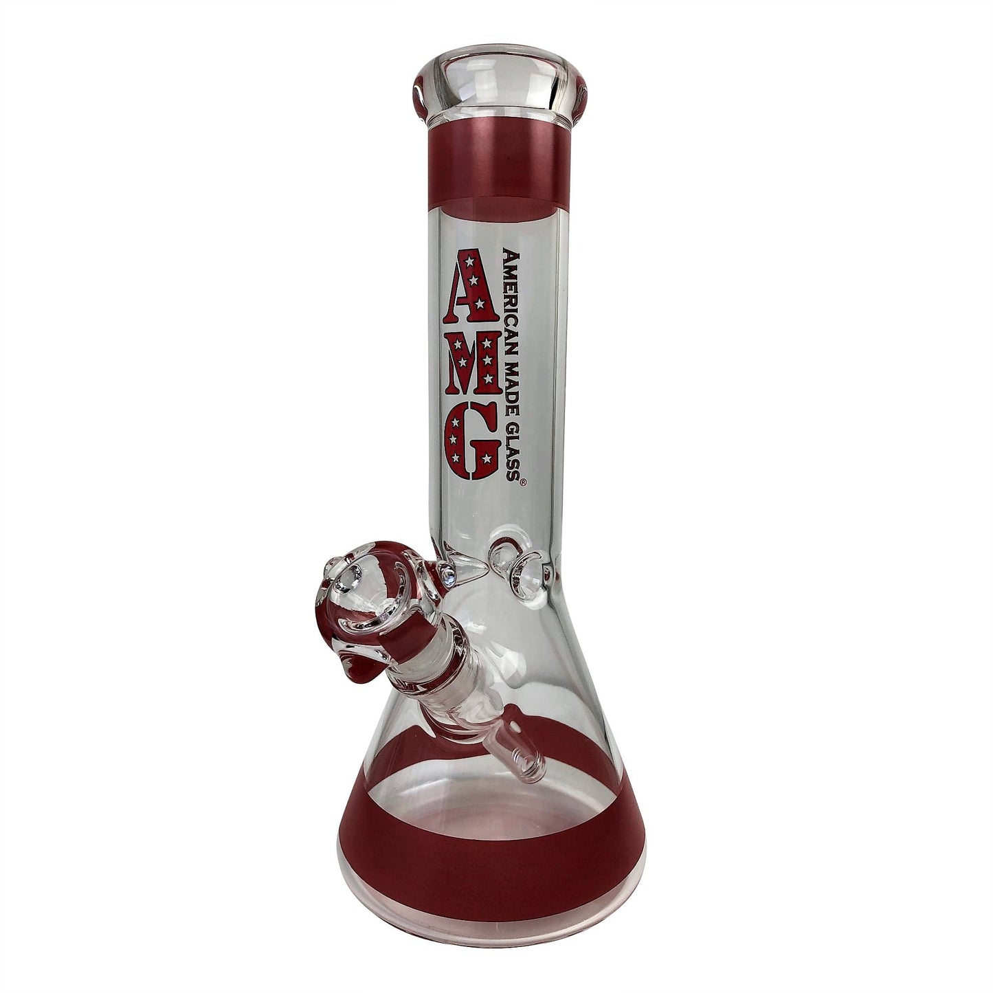 Bong de vidrio con base de vaso de precipitados rojo de 12 pulgadas de AMG Glass