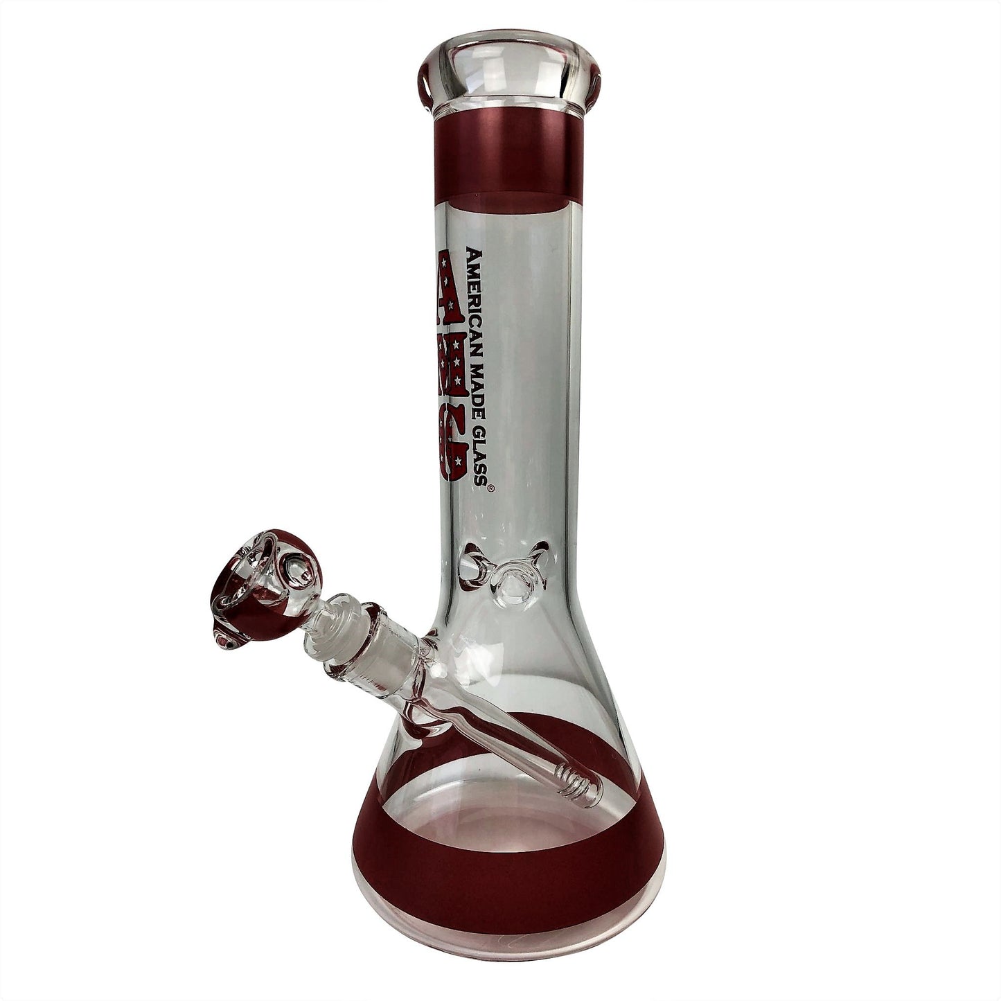 Bong de vidrio con base de vaso de precipitados rojo de 12 pulgadas de AMG Glass